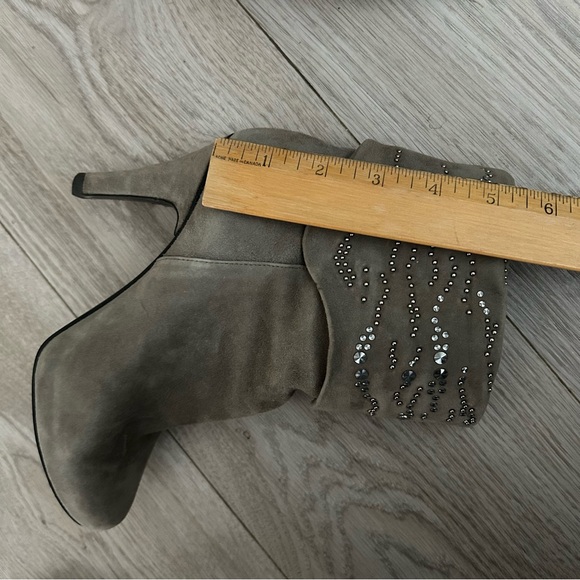 Genuine Leather Suede Grey Heeled Boots Size 6 - Picture 12 of 12